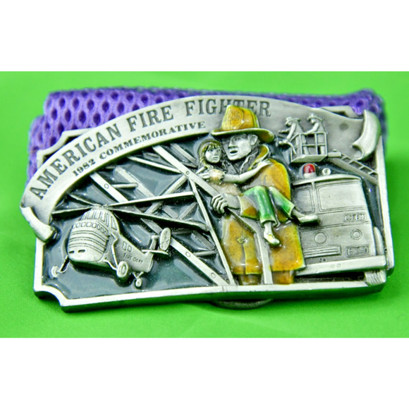 Vtg American Fire Fighter 1982 Commemorative Belt Buckle Signed Limited Edition - Picture 2 of 8